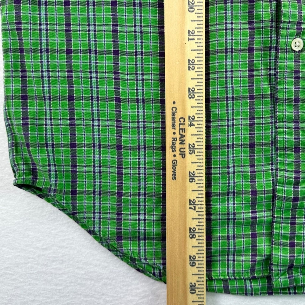 Ralph Lauren Blake Mens Small Green Purple Plaid Cotton Button Down Shirt Preppy - Picture 8 of 10